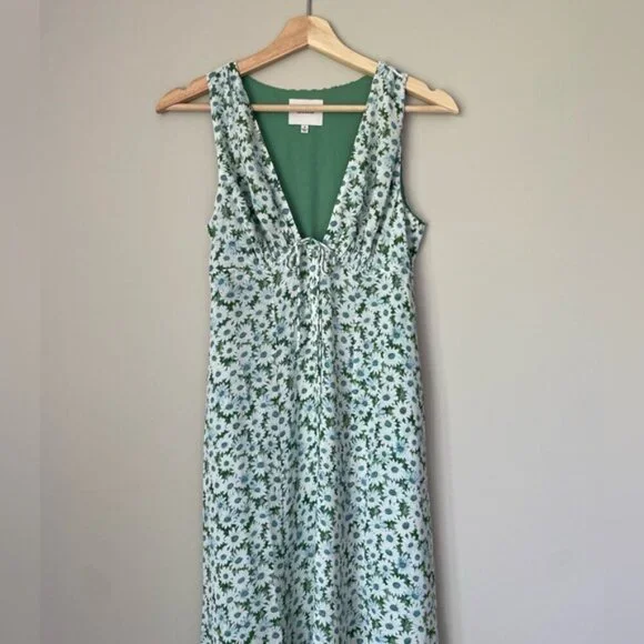 NEW Reformation Ceara Midi Dress Daisy Meadow Green Floral | US 0 UK 4 - Picture 12 of 16